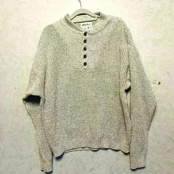 EDDIE BAUER S Mens 100% Cotton Grandpa Core Warm Textured Winter Granola Sweater - Picture 1 of 7
